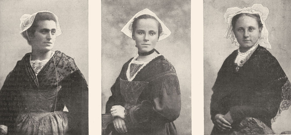 MORBIHAN. Jeunes Filles D'hennebont, D'auray et de L'ile de Batz 1900 print